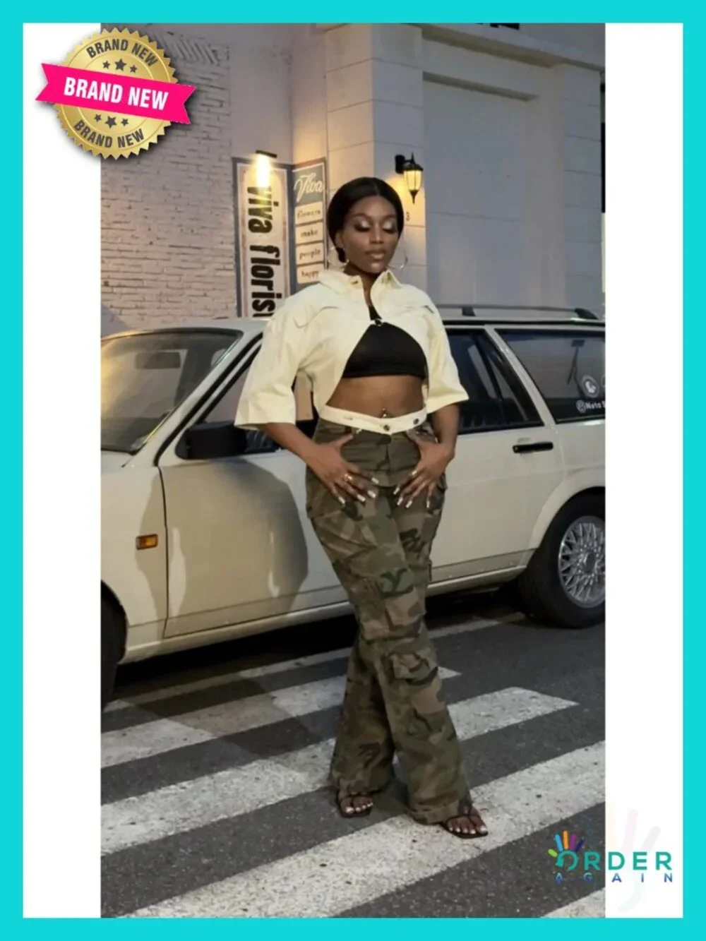 Baggy Cargo Jeans High Waisted Straight Leg Ripped Streetwear Stretchy Denim - Picture 5 of 6